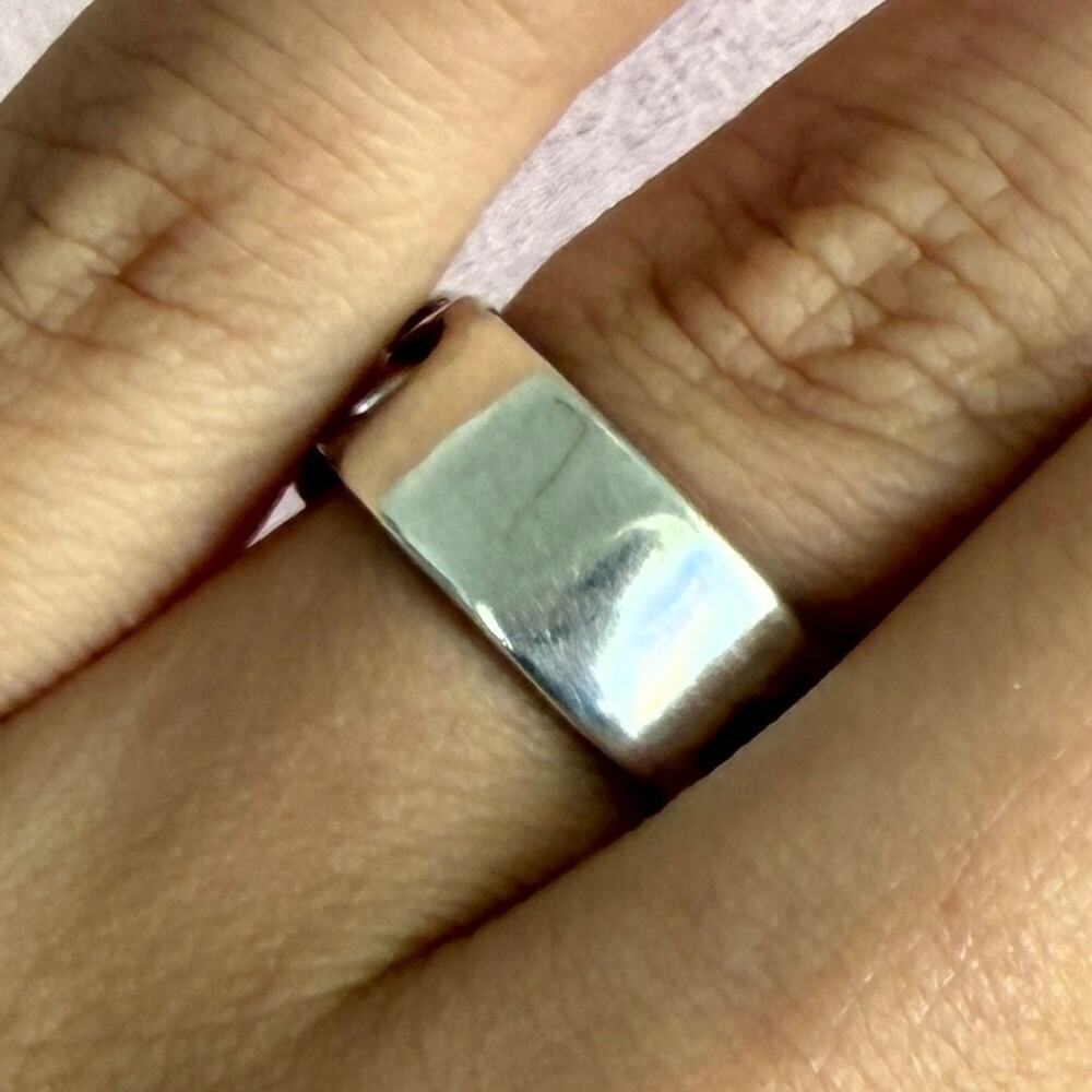 sterling silver vintage curb chain engravable signet ring size 6.25
